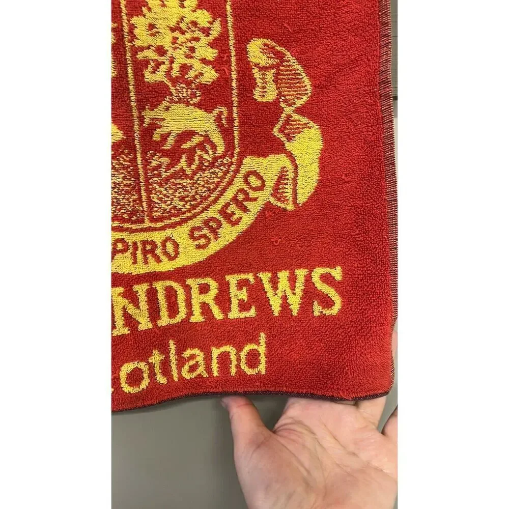 Vintage St. Andrews Scotland Red The Old Course Golf Towel Red Yellow 17